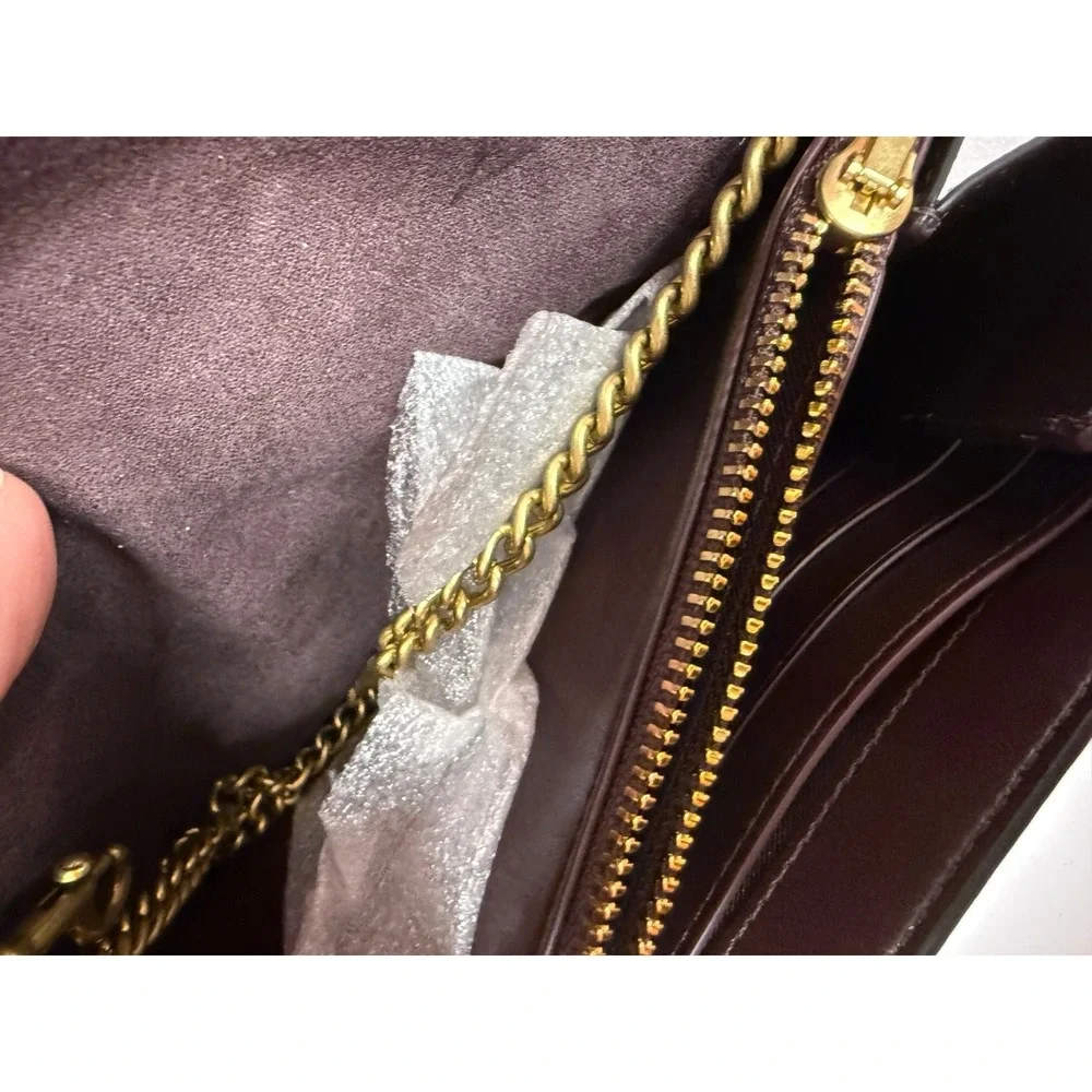 COACH Metallic Colorblock 40073 Canvas Signature Turnlock Chain Crossbody  NEW!